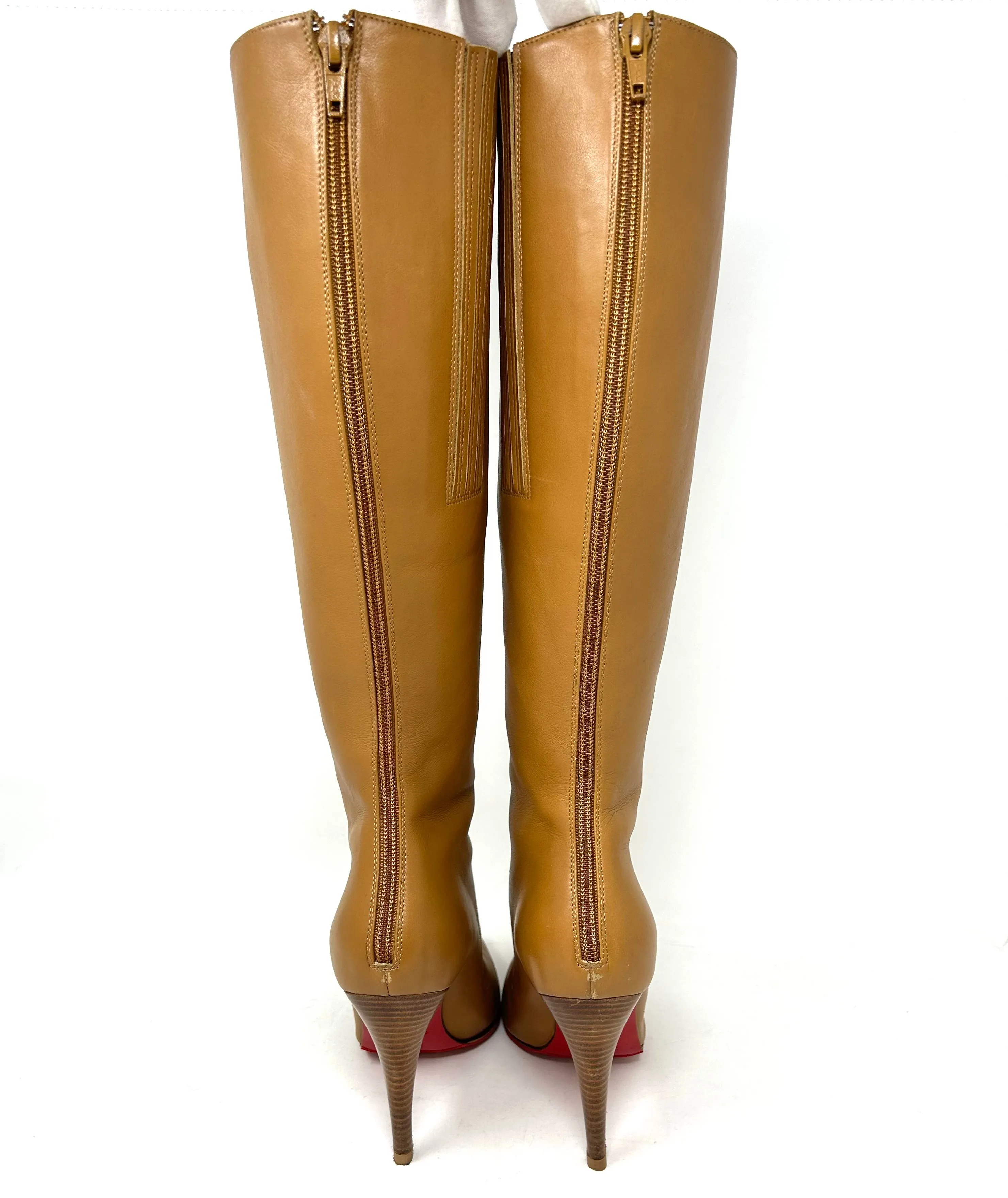 Christian Louboutin Vintage Camel Leather Knee High Heel Boots 38 UK 5