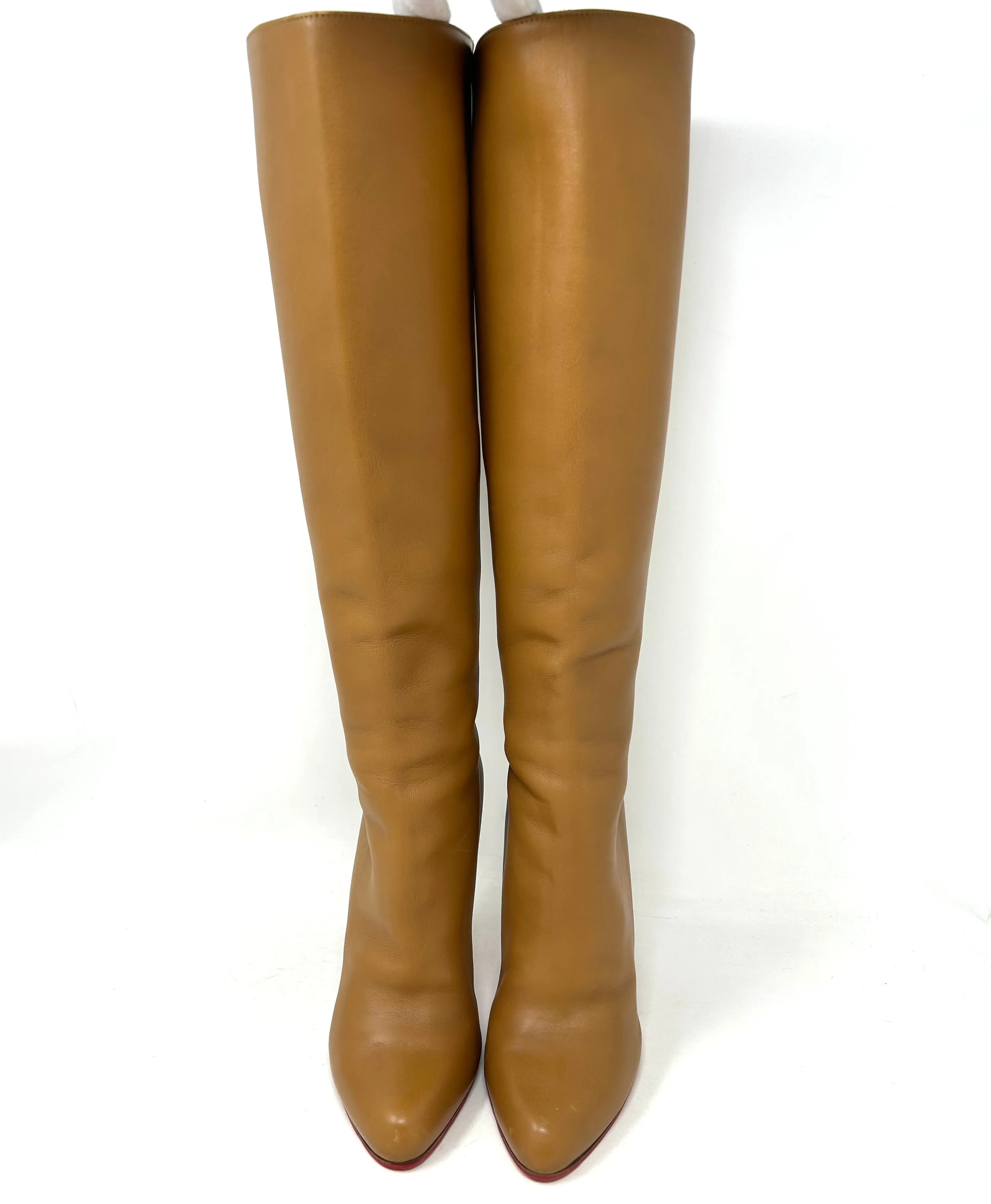 Christian Louboutin Vintage Camel Leather Knee High Heel Boots 38 UK 5