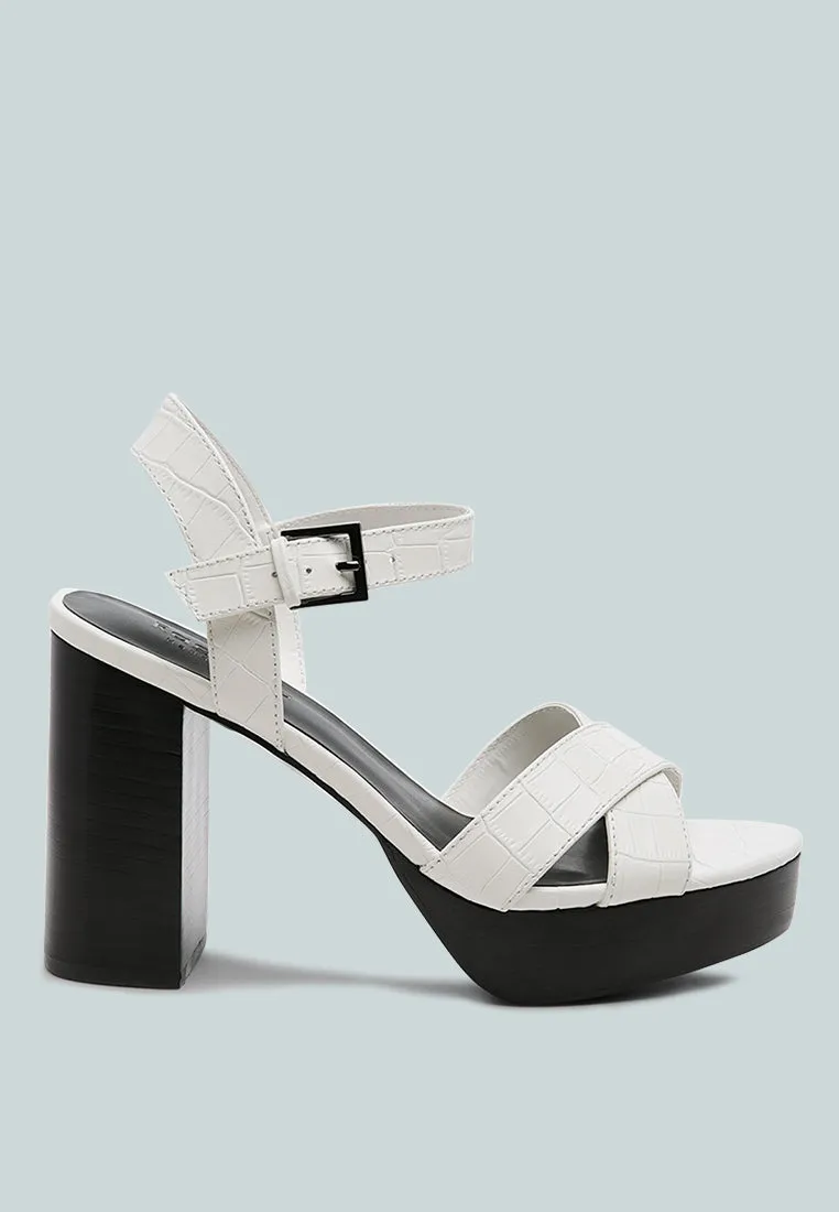 CHYPRE High Heeled Block Sandal In White