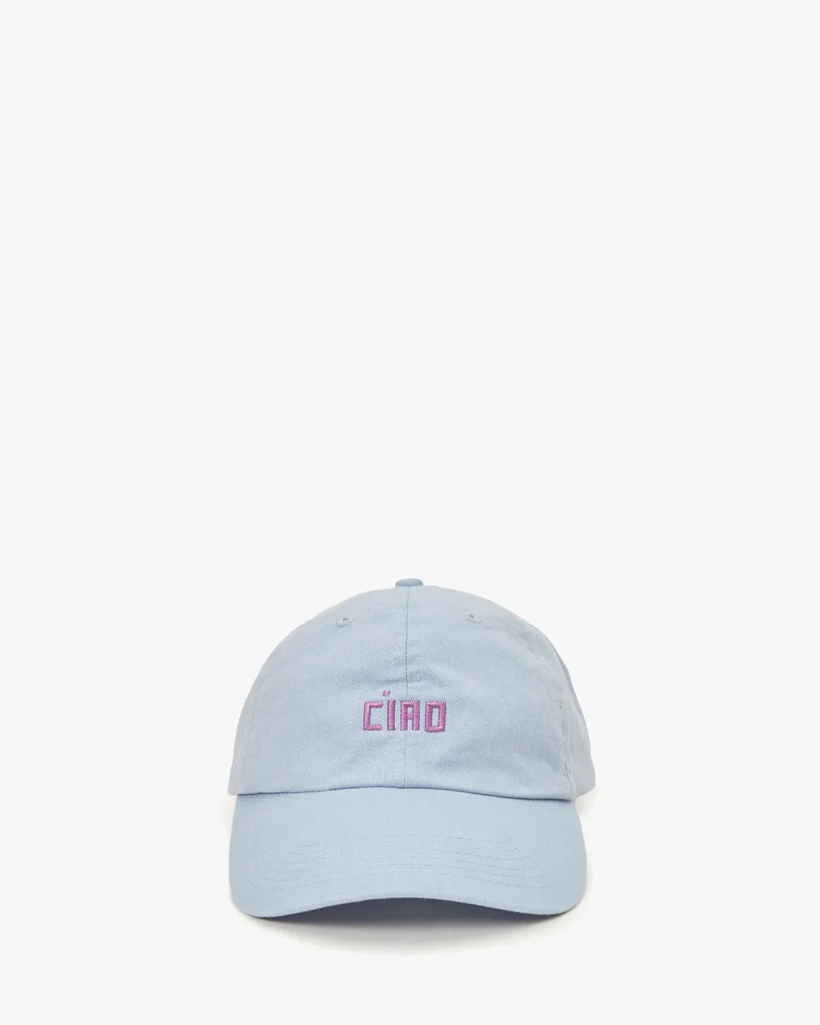 Clare V. Baseball Hat Sky Blue w/ Lilac Embroidered Petit Block Ciao