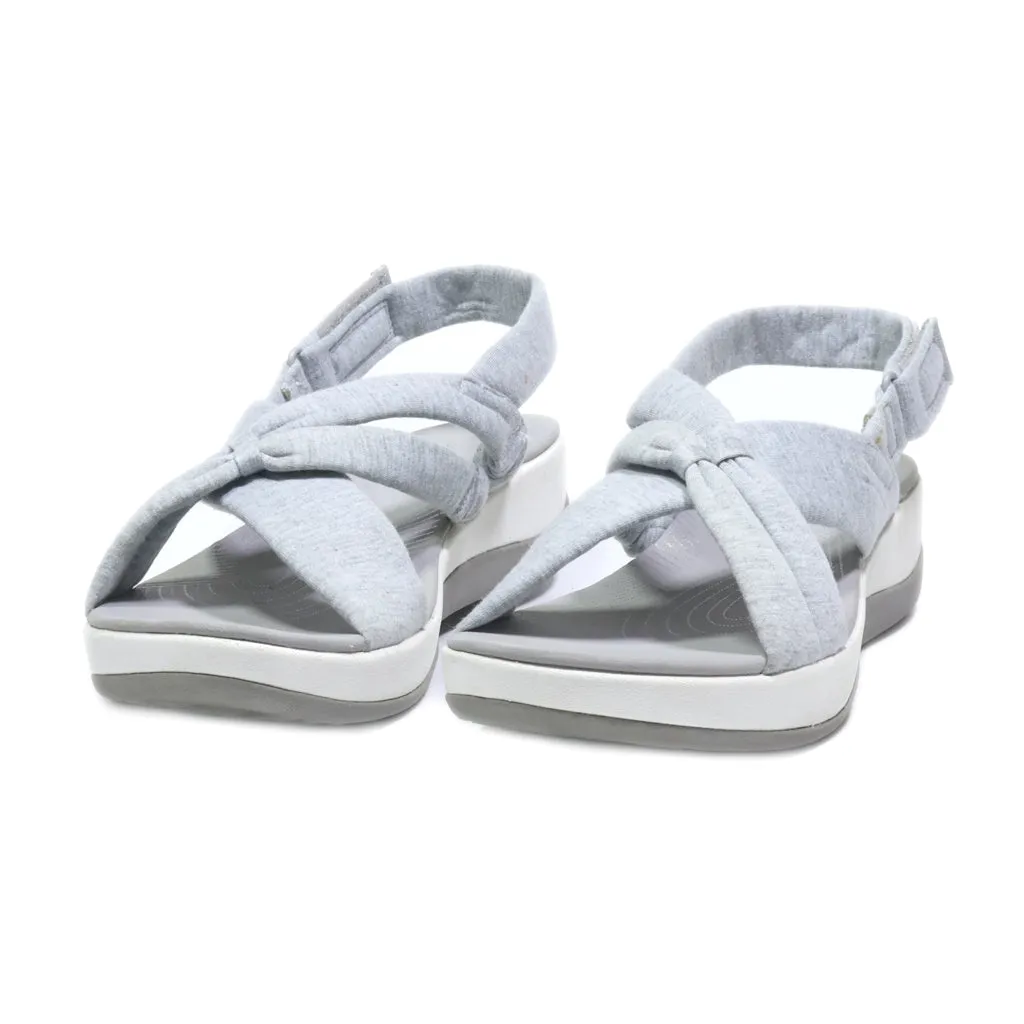 Clarks Flat Sandals Leather Grey Colour For Women