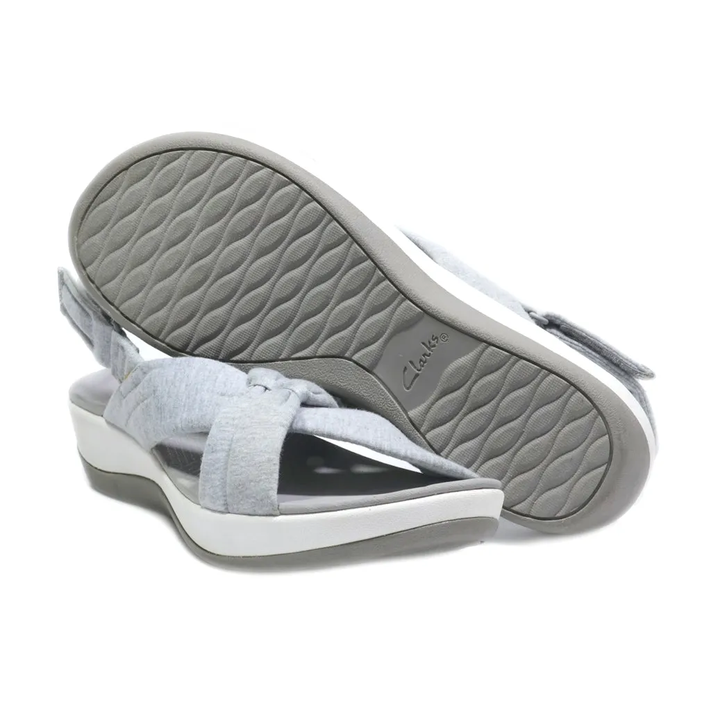 Clarks Flat Sandals Leather Grey Colour For Women