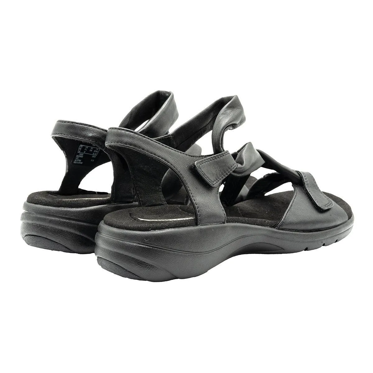 Clarks Strap Flat Sandals Leather Black Colour For Women