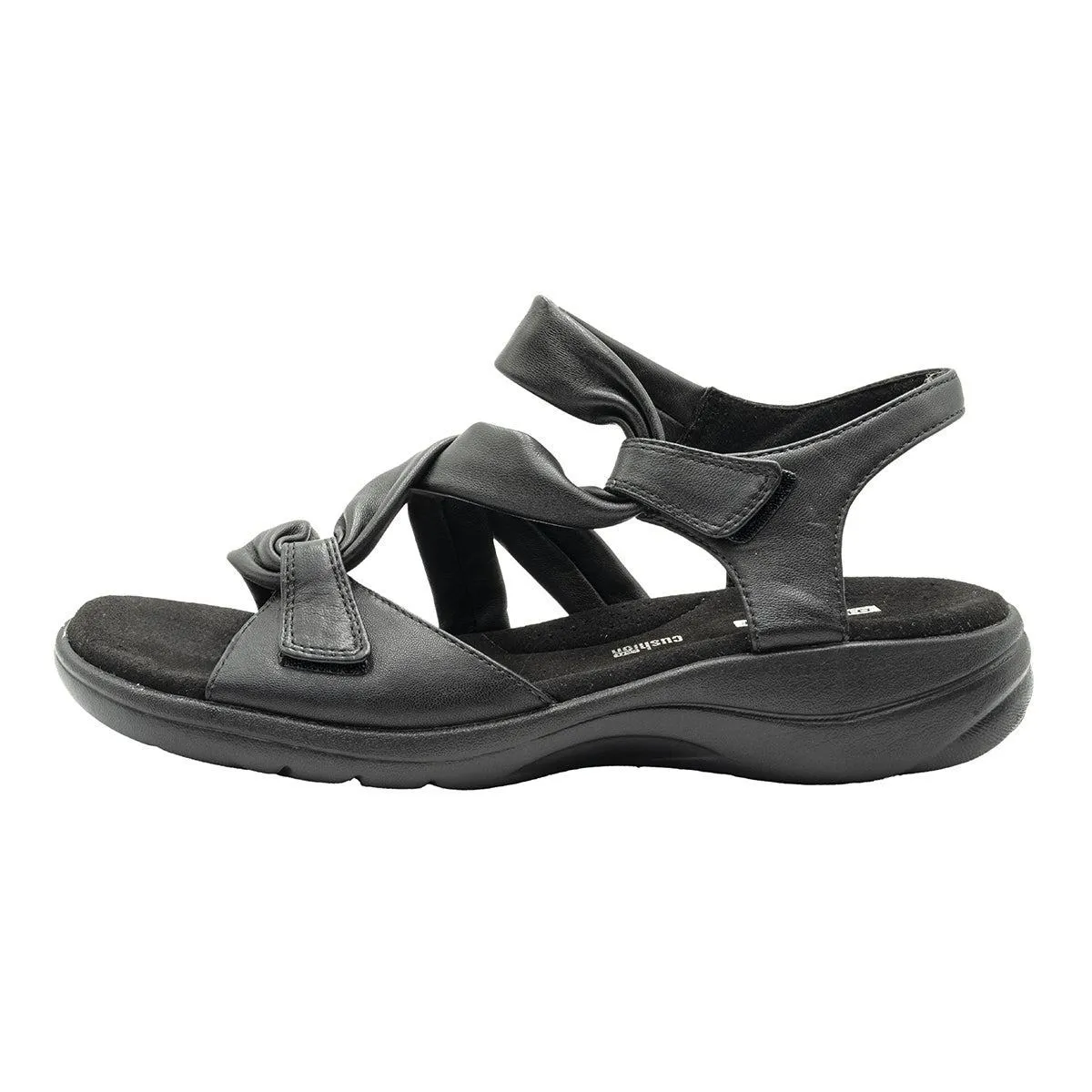 Clarks Strap Flat Sandals Leather Black Colour For Women