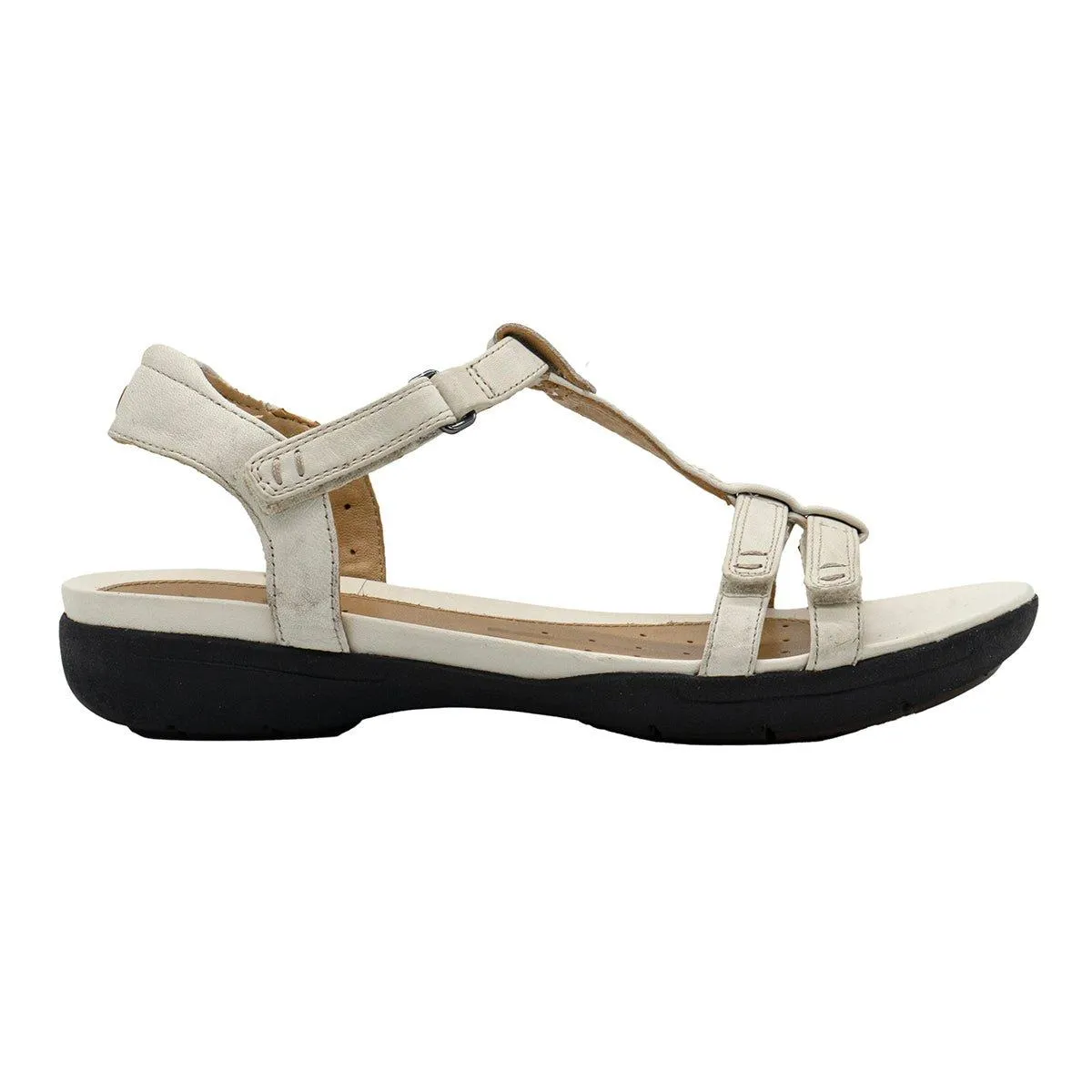 Clarks Un Vaze Strap Flat Sandals Leather White Colour For Women