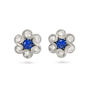 Contour Blue Sapphire and Diamond Whirlpool Earrings