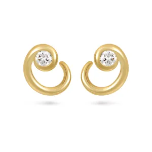 Contour Diamond and Yellow Gold Wrap Earrings