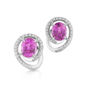 Contour Pink Sapphire & Diamond Swirl Earrings