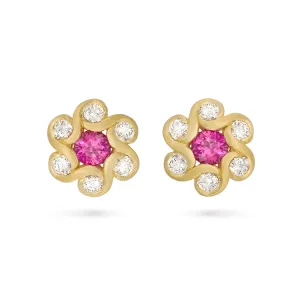 Contour Pink Sapphire & Diamond Whirlpool Earrings