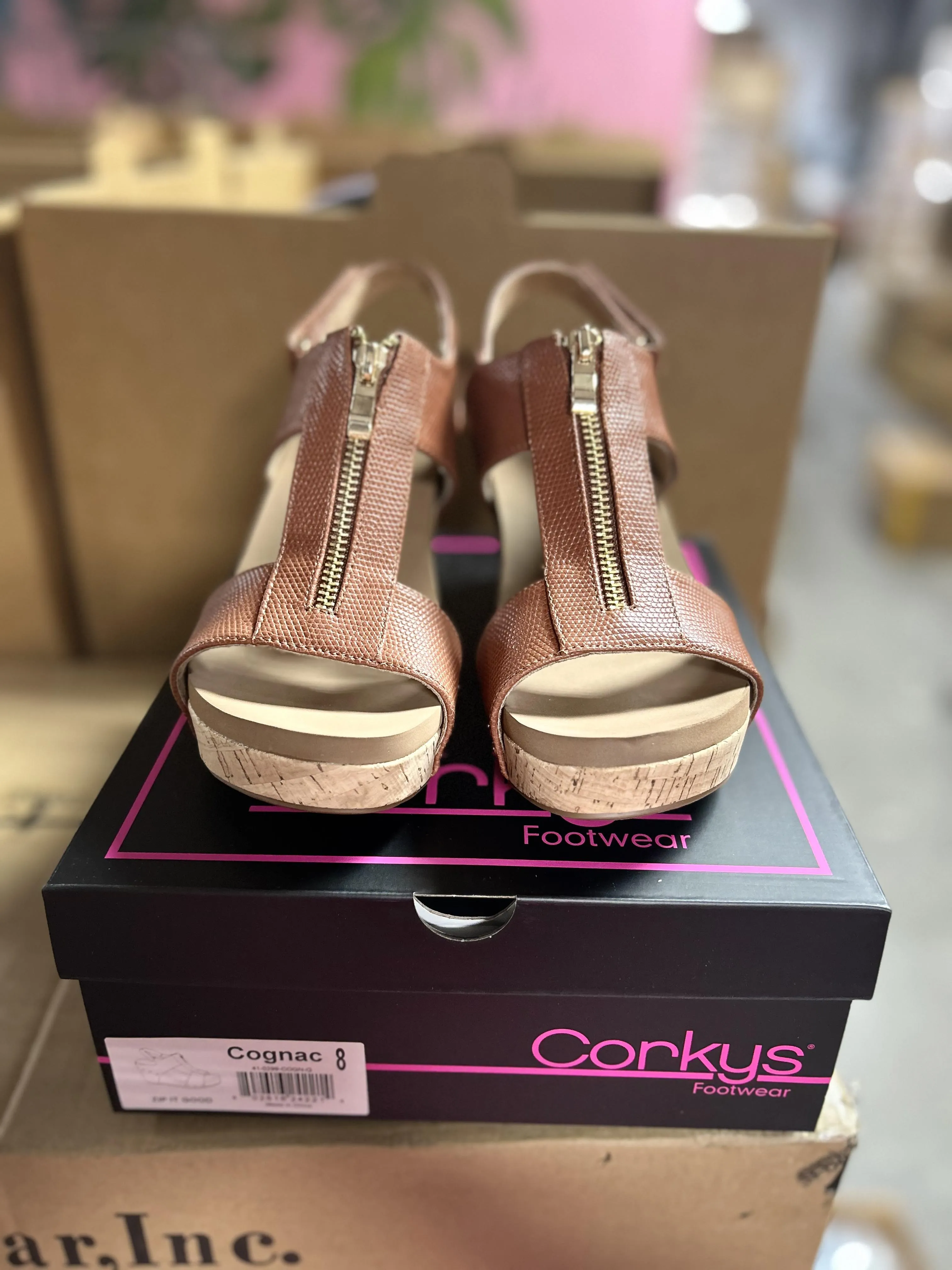 CORKYS Zip It Good Sandals - Cognac - Final Sale