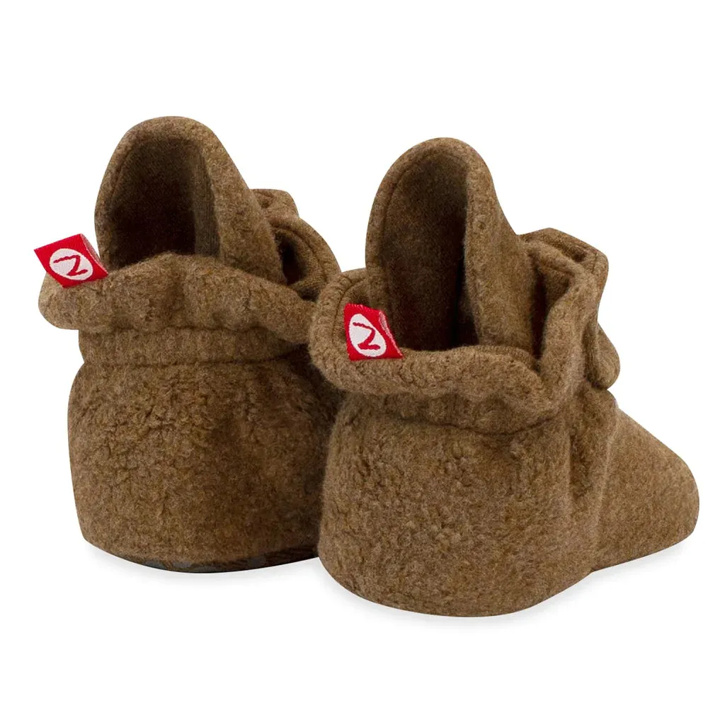 Cozie Fleece Baby Booties - Heather Mocha