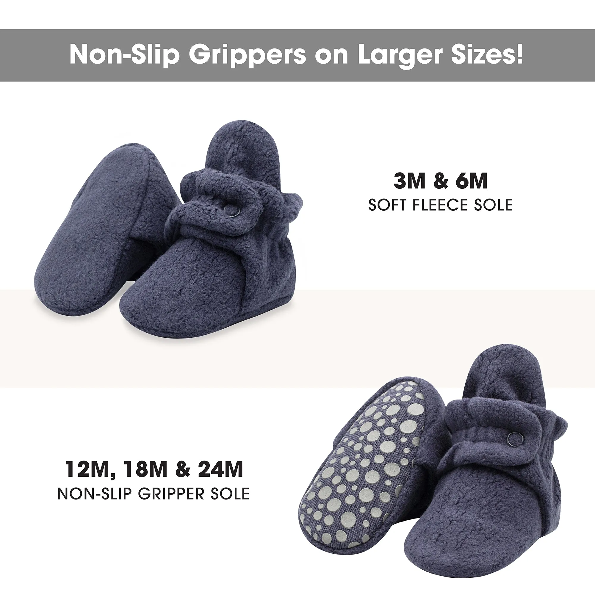 Cozie Fleece Gripper Baby Bootie - Denim Navy