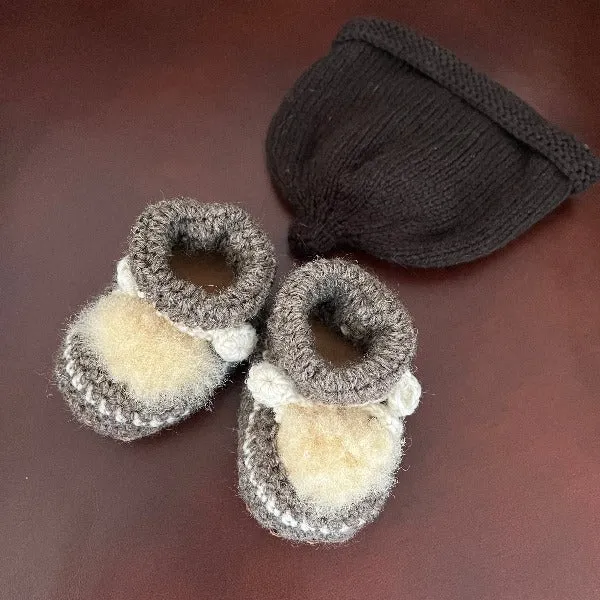 Crochet Booties & Beanie Set