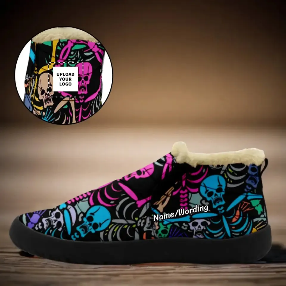 Custom Halloween winter sneaker, Put name/business name on it, Print on demand winter boots