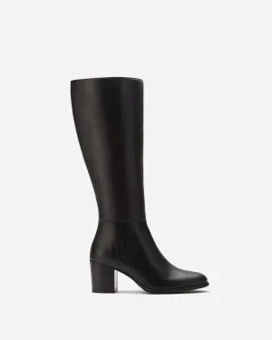 Dalia Petite Knee High Boots in Black Leather