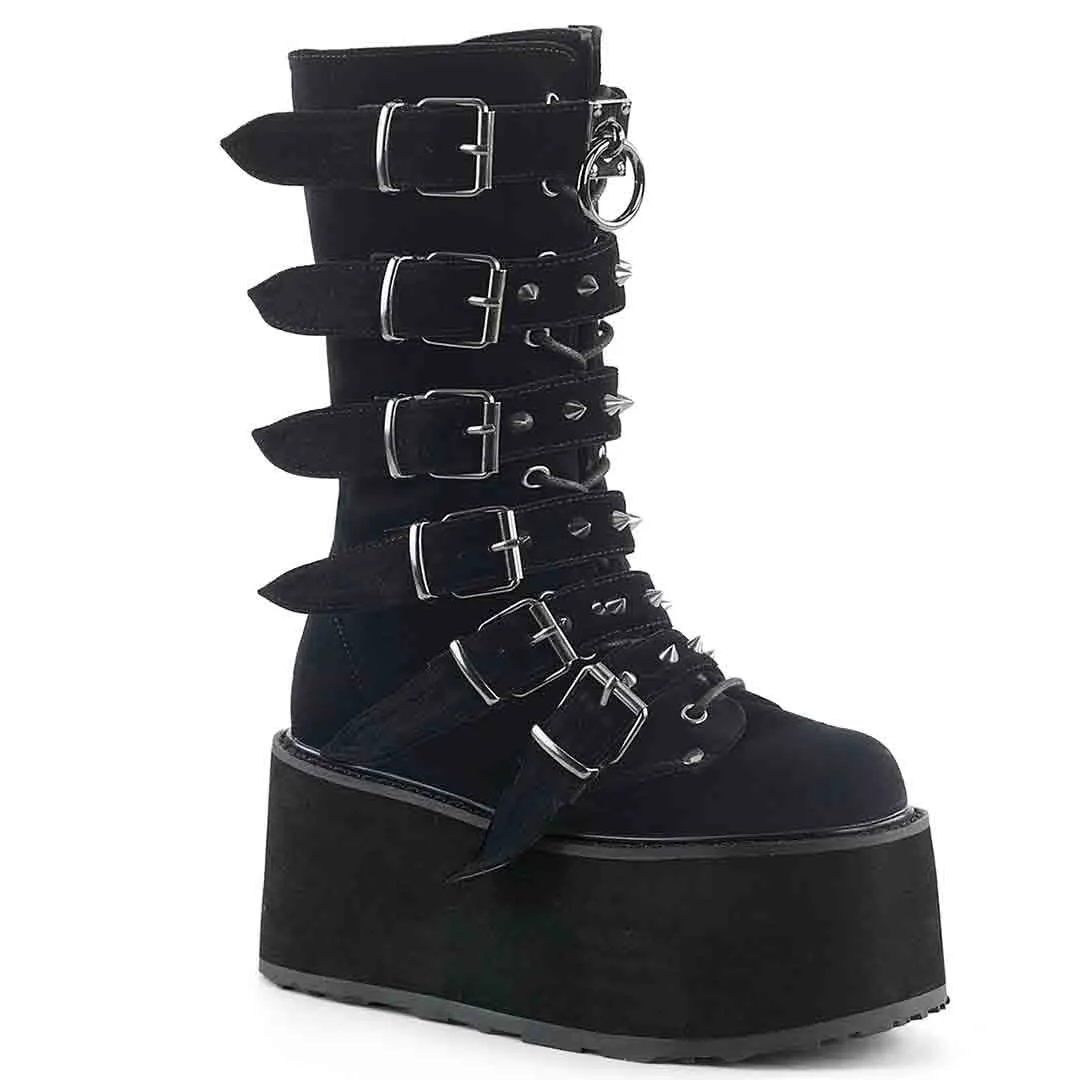 Damned-225 Platform Boots - Black Suede