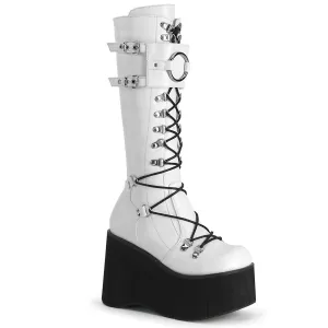 Demonia KERA-200 | White Vegan Leather Knee High Boots