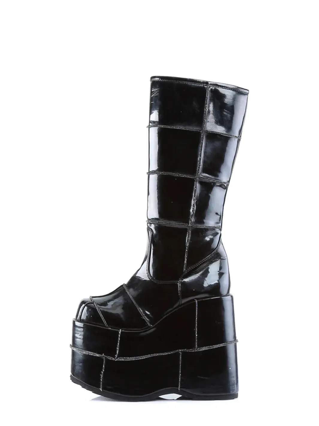 DEMONIA STACK-301 - BLACK PATENT ✰ PRE ORDER ✰