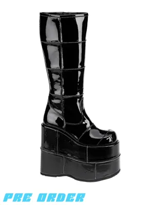 DEMONIA STACK-301 - BLACK PATENT ✰ PRE ORDER ✰