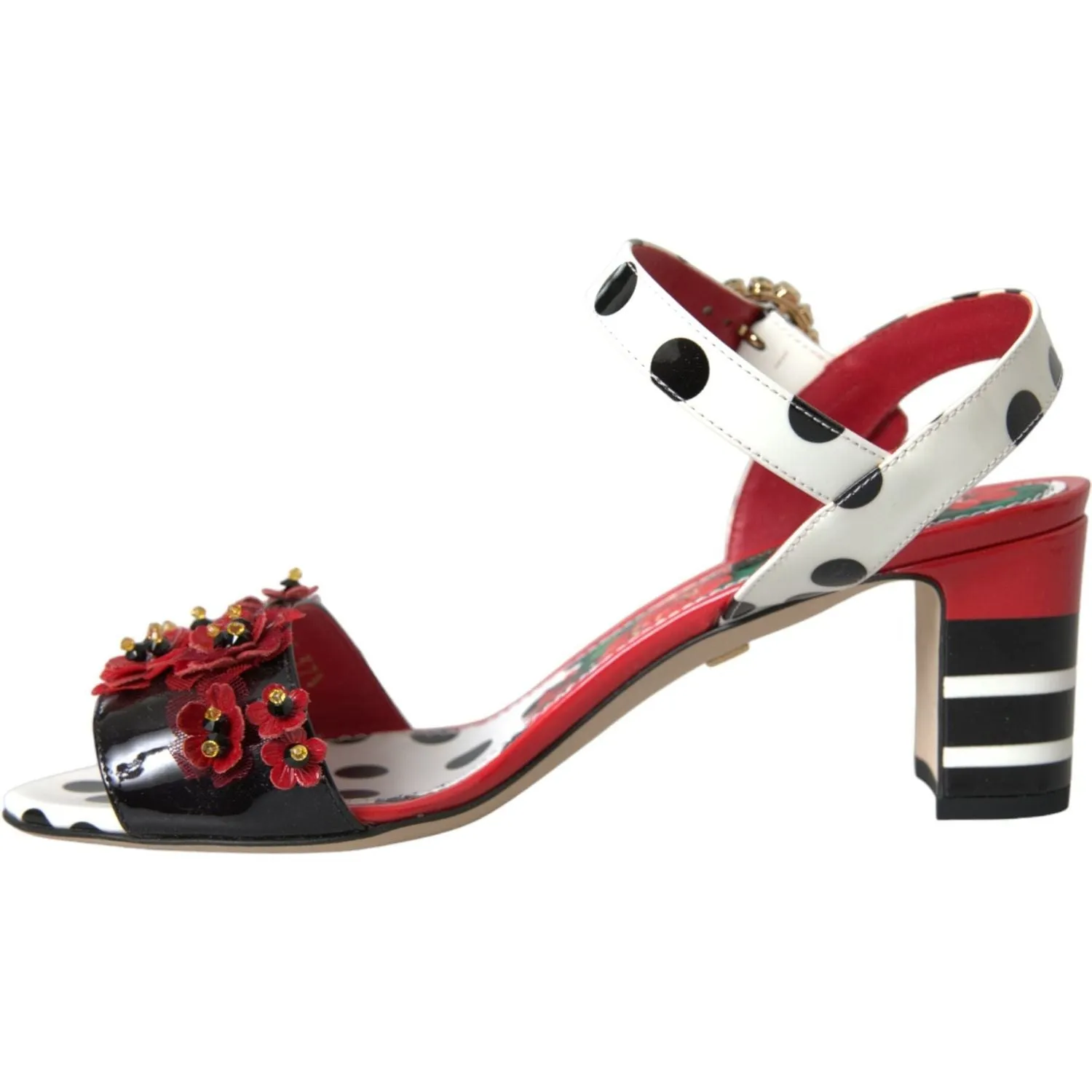 Dolce & Gabbana Multicolor Floral Crystal Leather Sandals Shoes