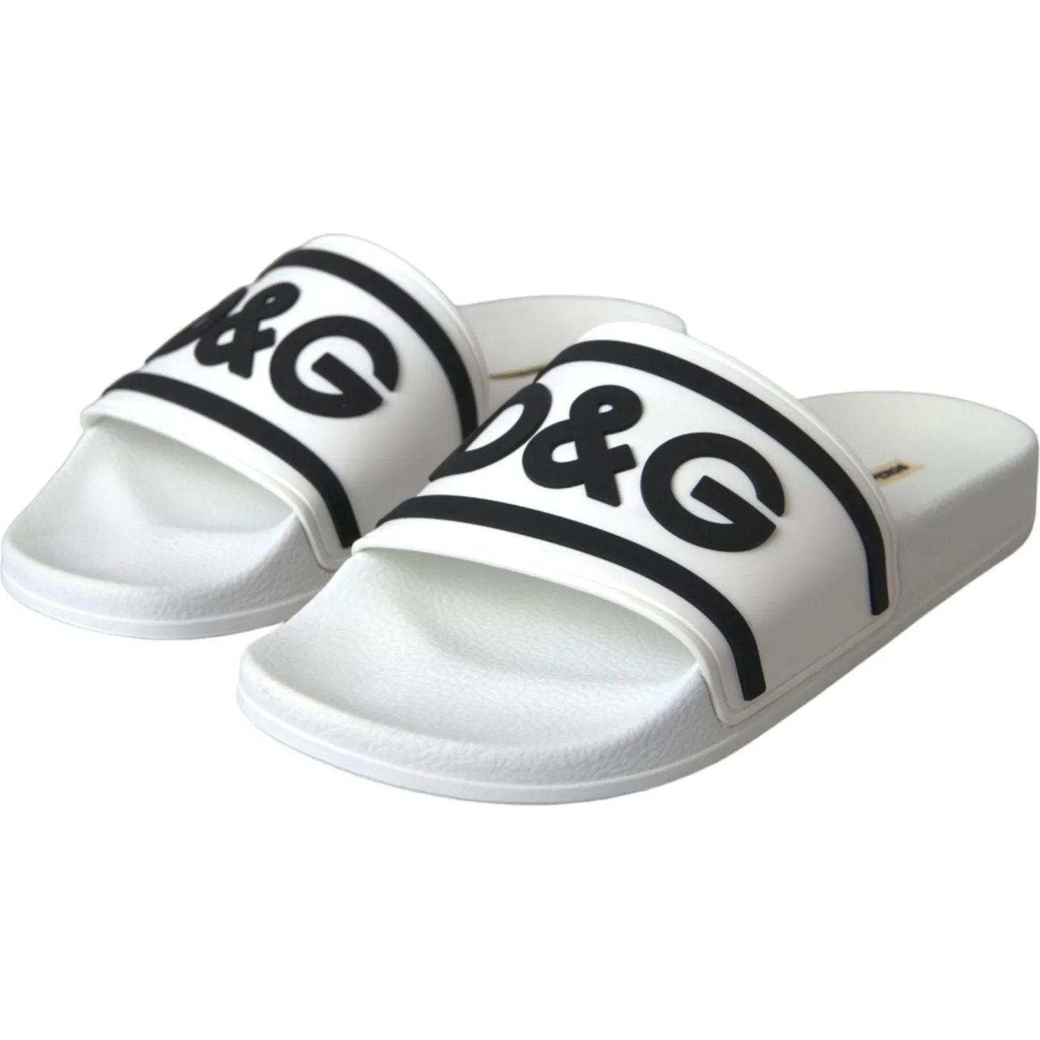 Dolce & Gabbana White Black Sandals Rubber Beachwear Shoes