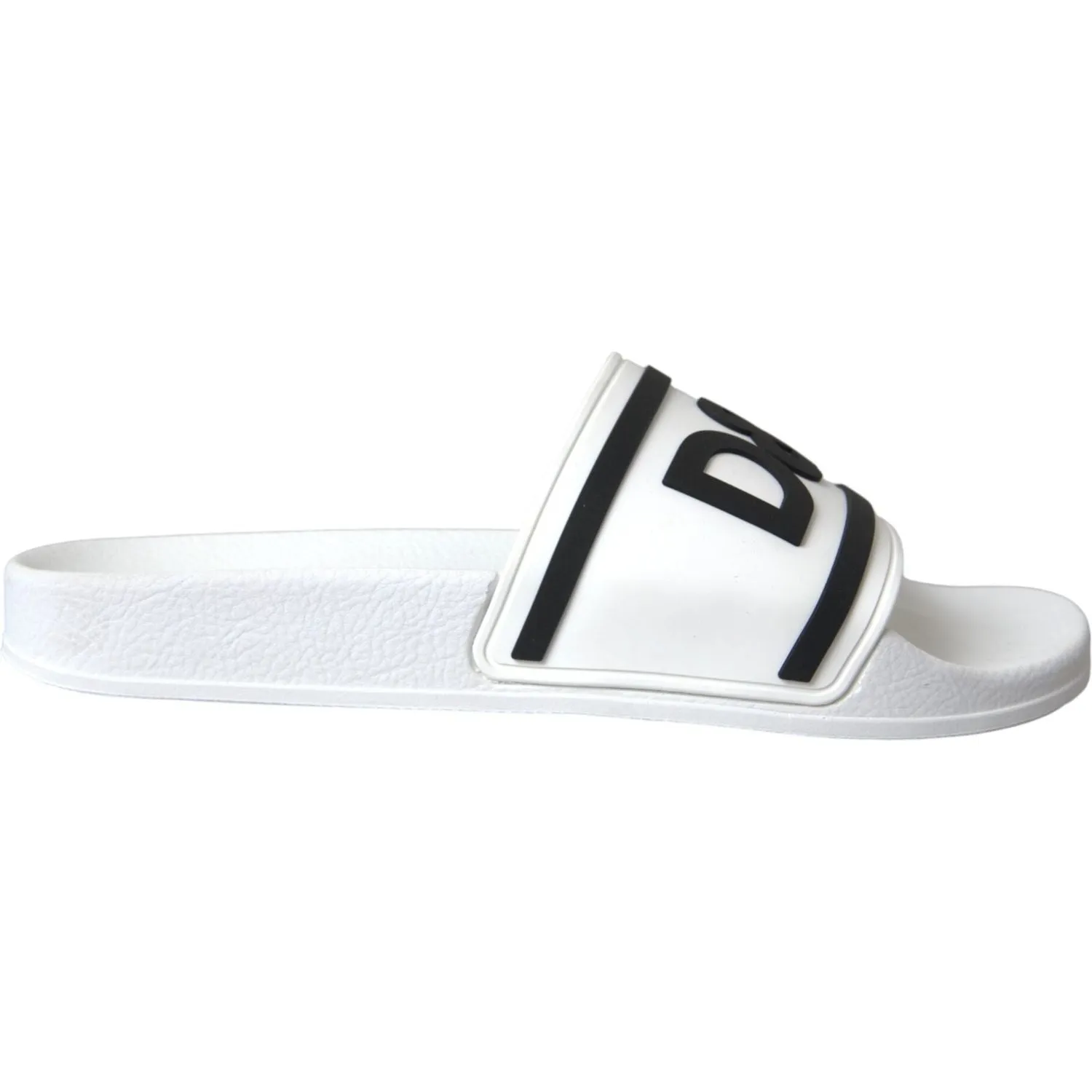 Dolce & Gabbana White Black Sandals Rubber Beachwear Shoes