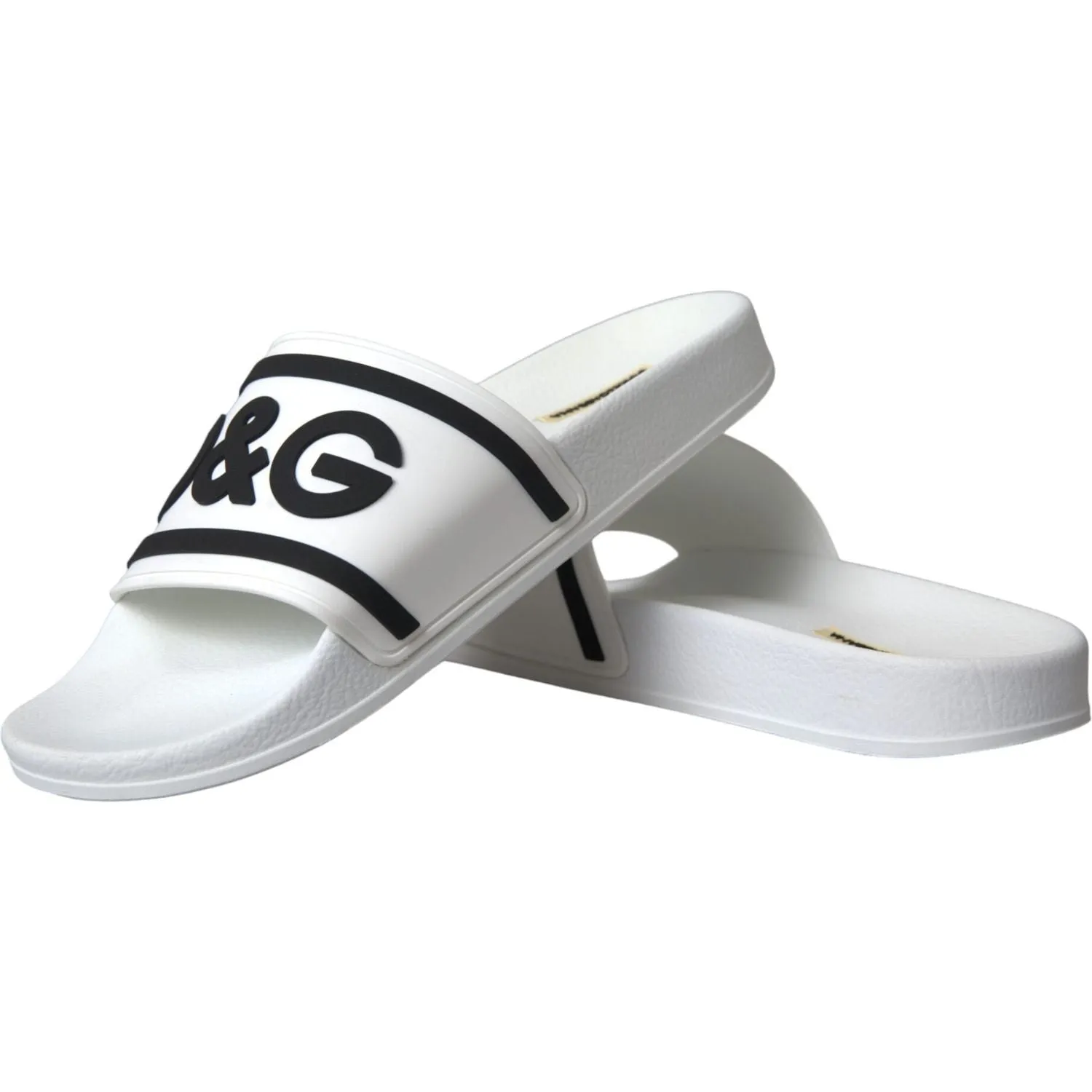 Dolce & Gabbana White Black Sandals Rubber Beachwear Shoes