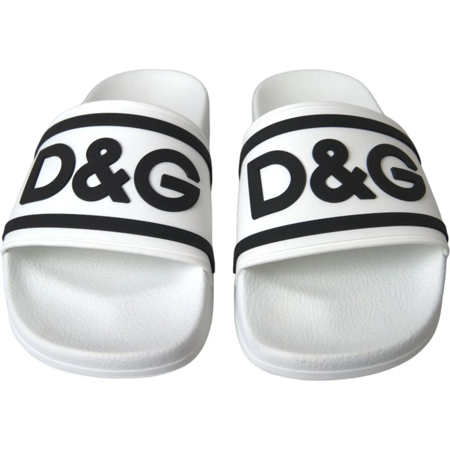 Dolce & Gabbana White Black Sandals Rubber Beachwear Shoes