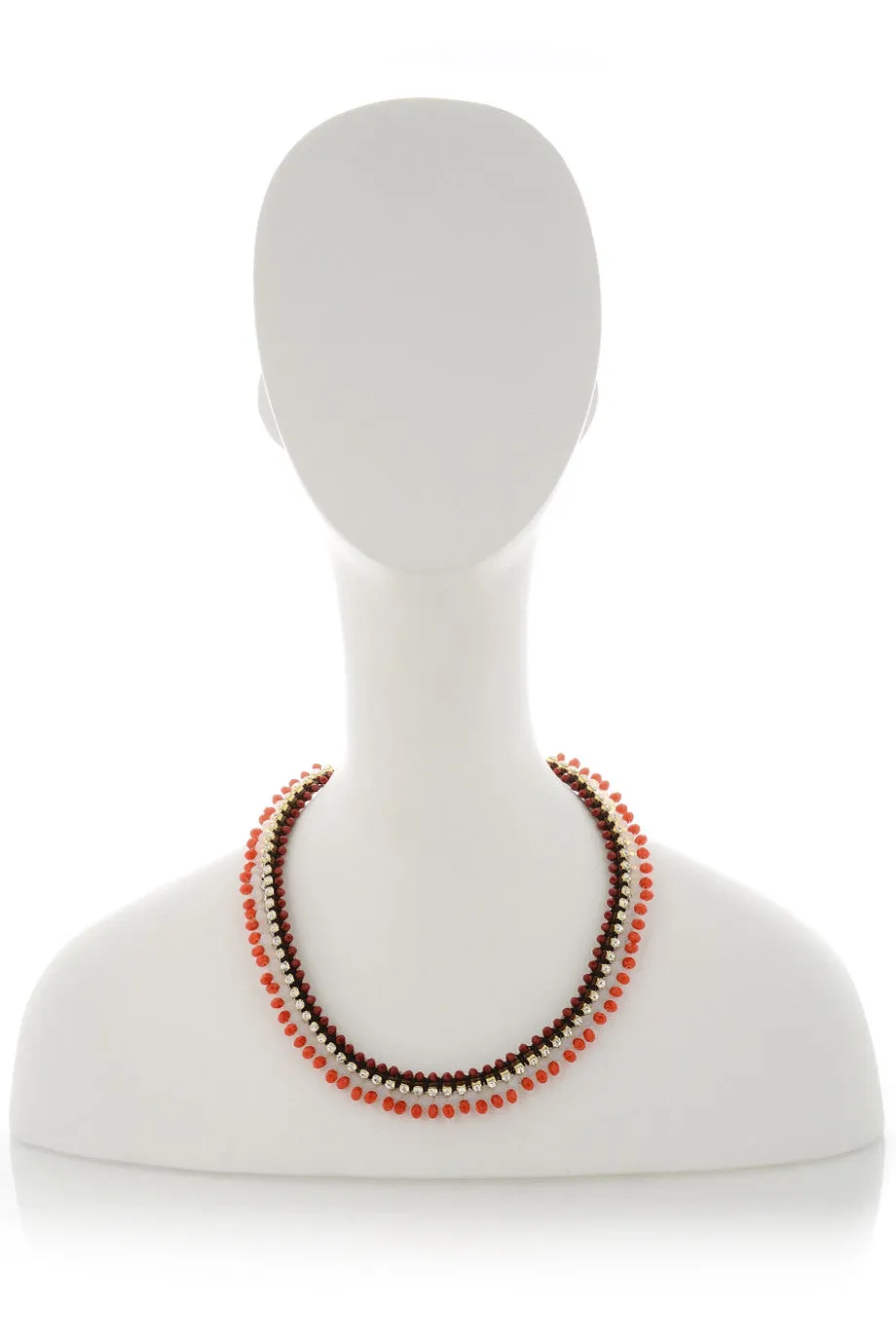 DONELLA Coral Woven Crystal Necklace