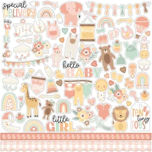 Echo Park Our Baby Girl cardstock stickers 12"X12" elements