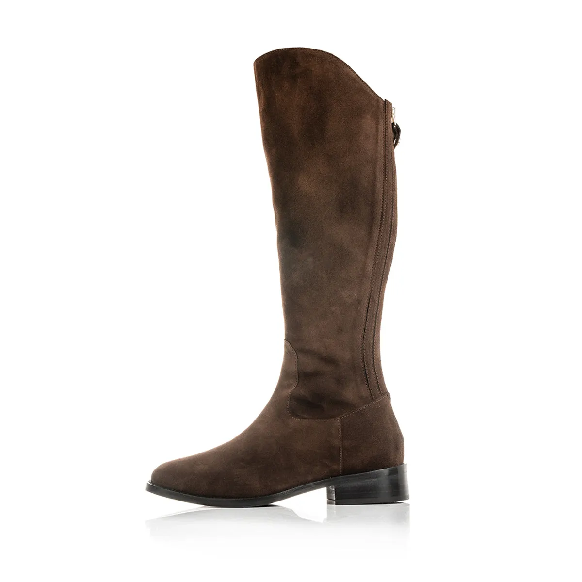 Eddie - Extra-Wide Fit Knee High Boots - Brown Nubuck Suede