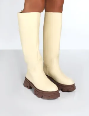 Elena Butter Knee High Chunky Sole Boots