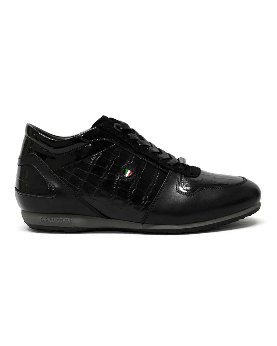 ENRICO COVERI Italia  Leather Black Lo Sneaker