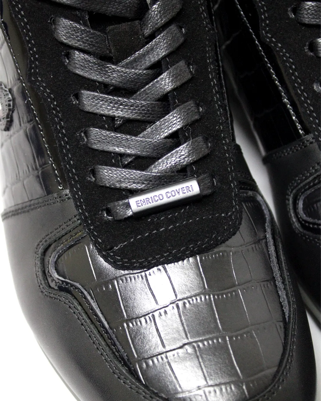 ENRICO COVERI Italia  Leather Black Lo Sneaker