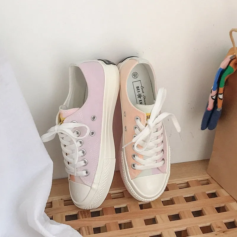 Fashion Color Change Rainbow Platform Womens Canvas Shoes Cute Vulcanized Shoes Women Casual High top Canvas Sneakers Women