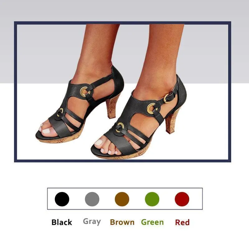 Fashionable Peep Toe Heeled Sandals