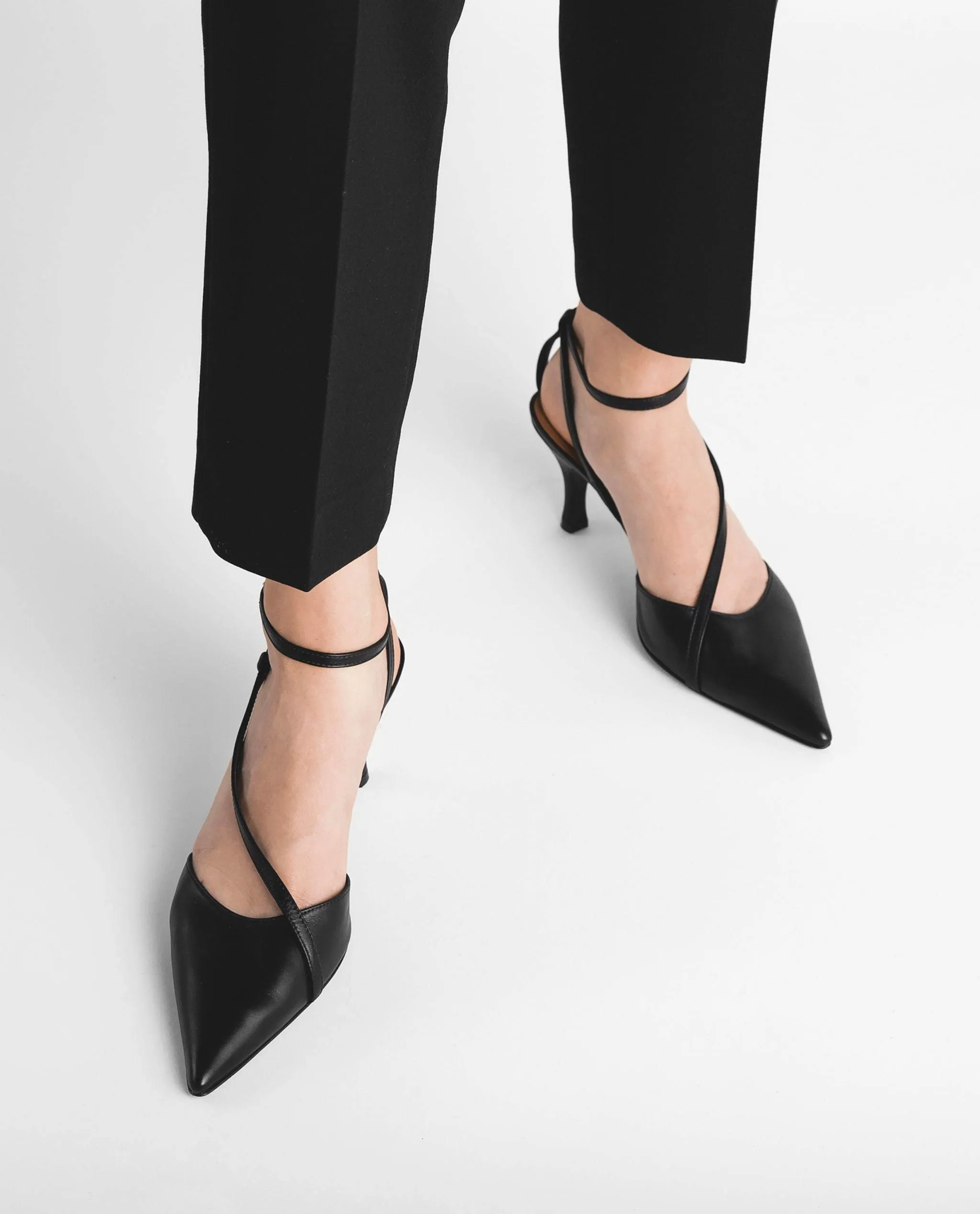 Fay Leather Black Heeled Shoes