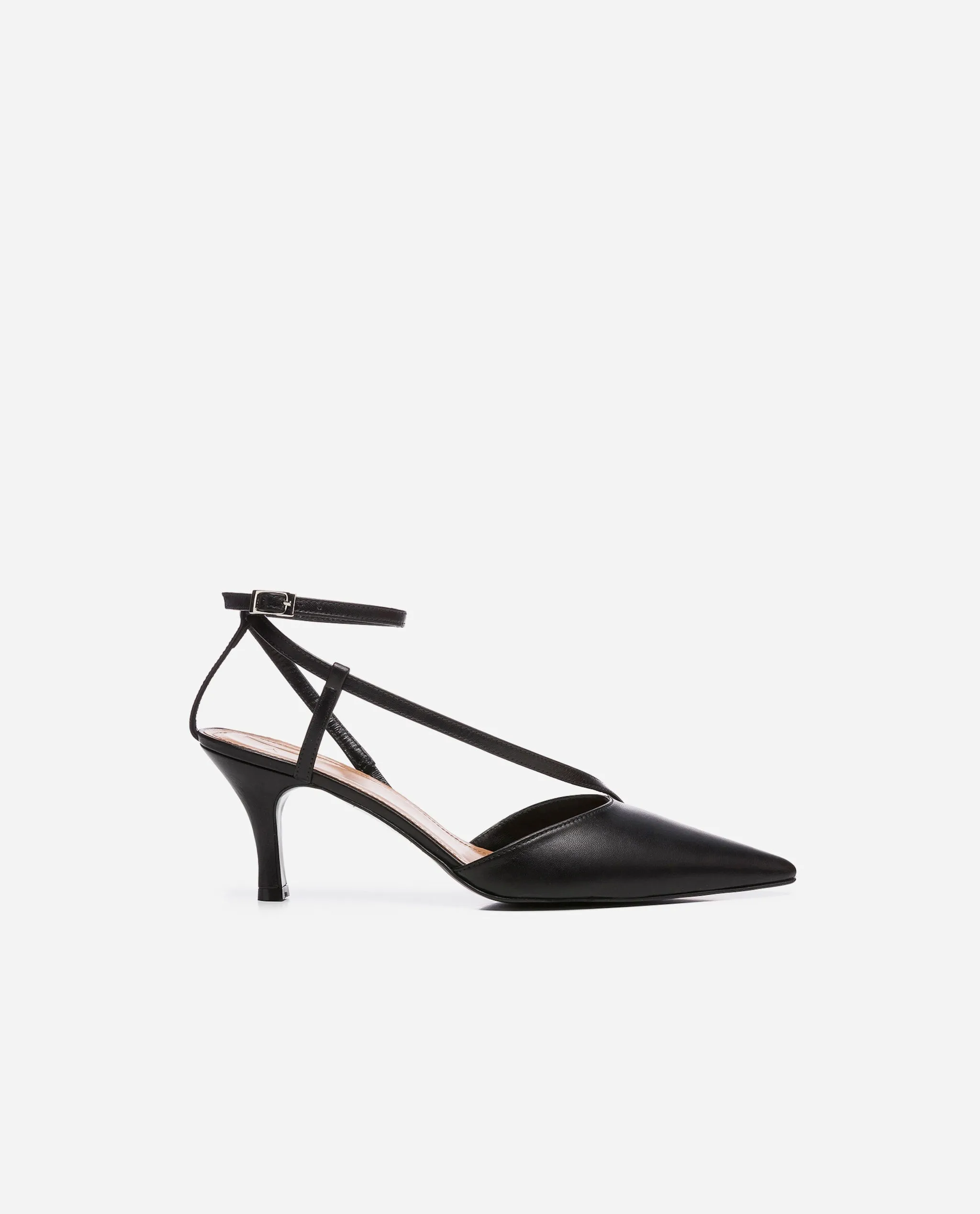 Fay Leather Black Heeled Shoes