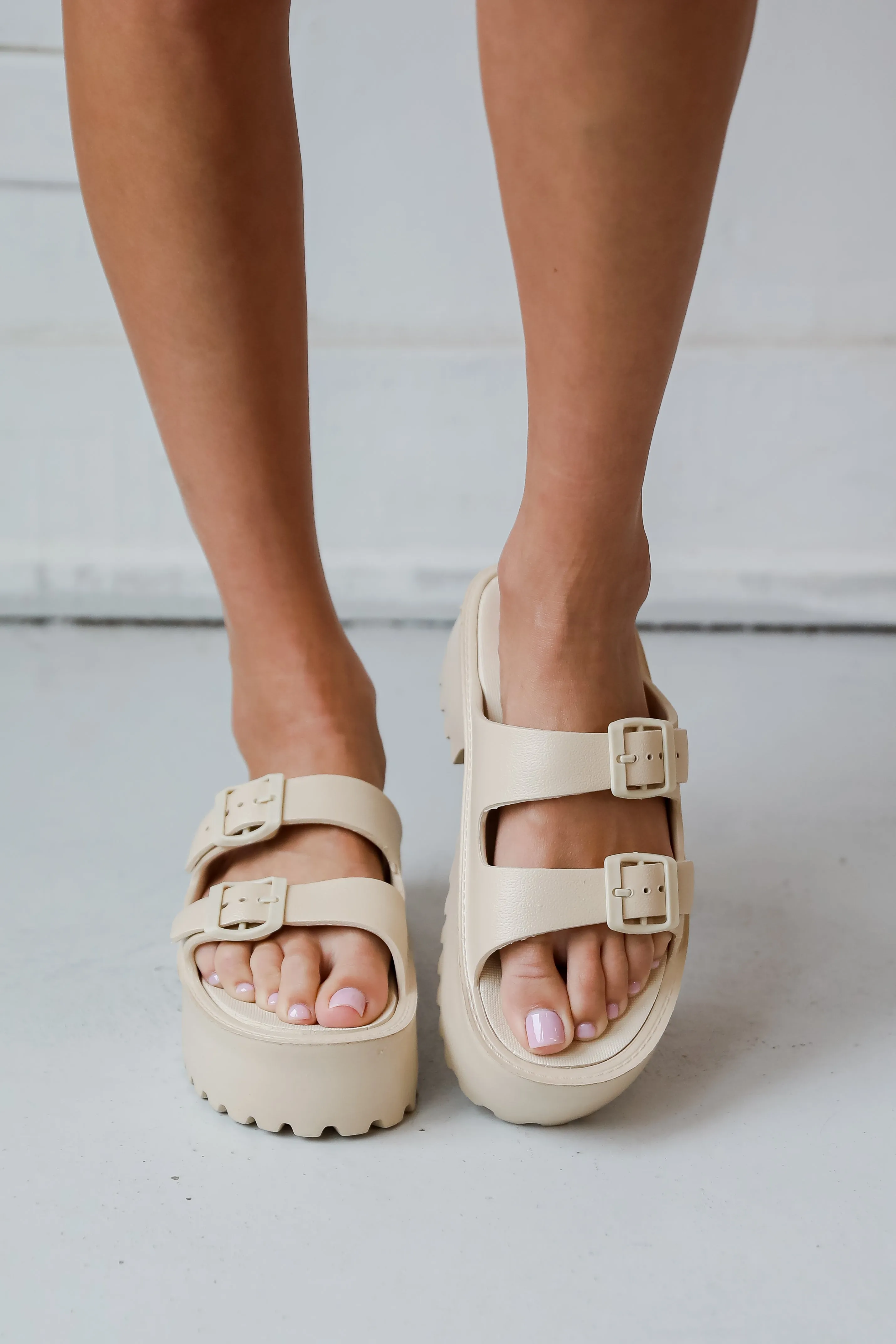 FINAL SALE - Cabana Life Nude Platform Double Strap Sandals