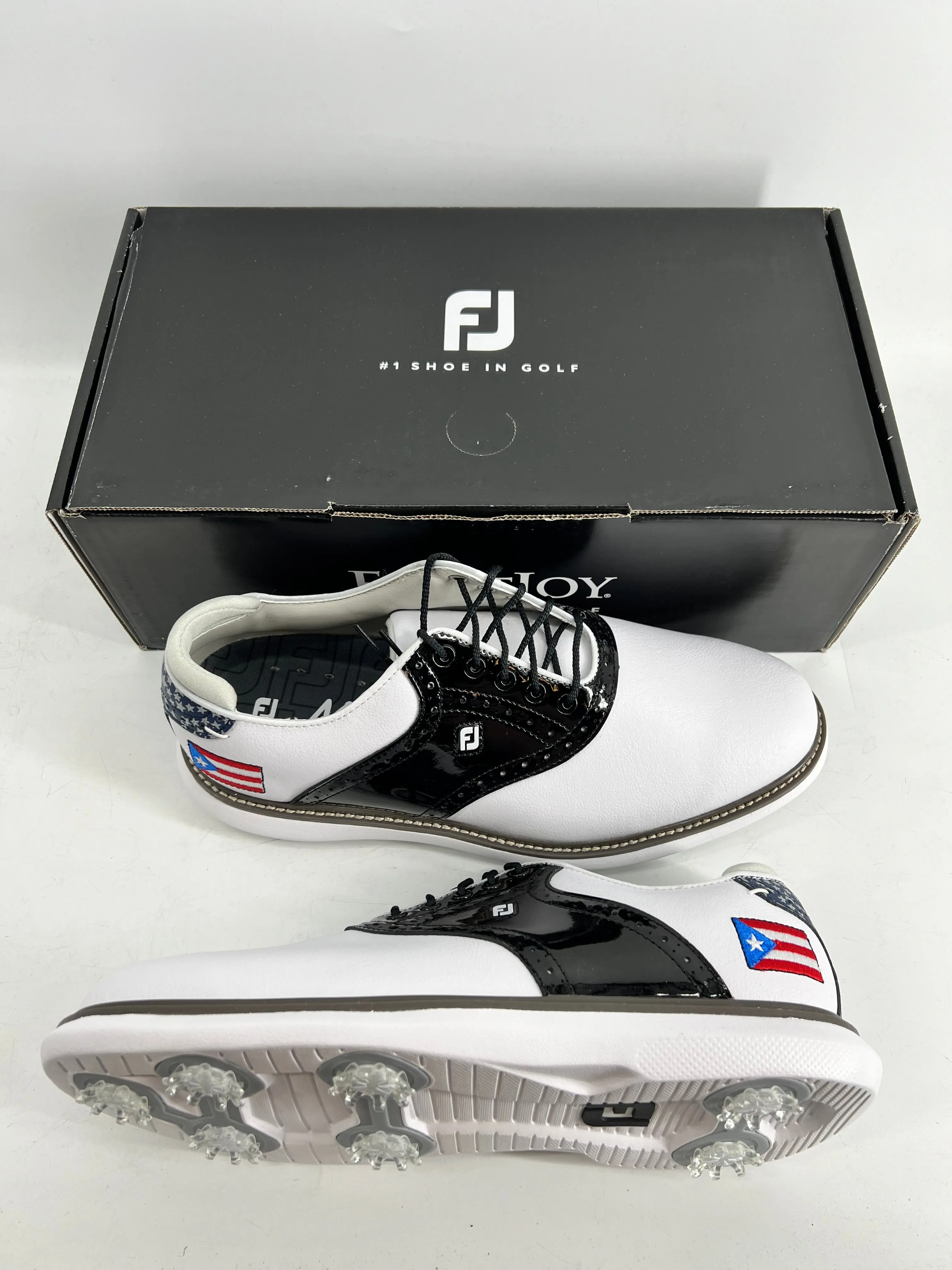 Footjoy Myjoys Traditions Series Golf Shoes Puerto Rico Flag Logo 9.5 Wide