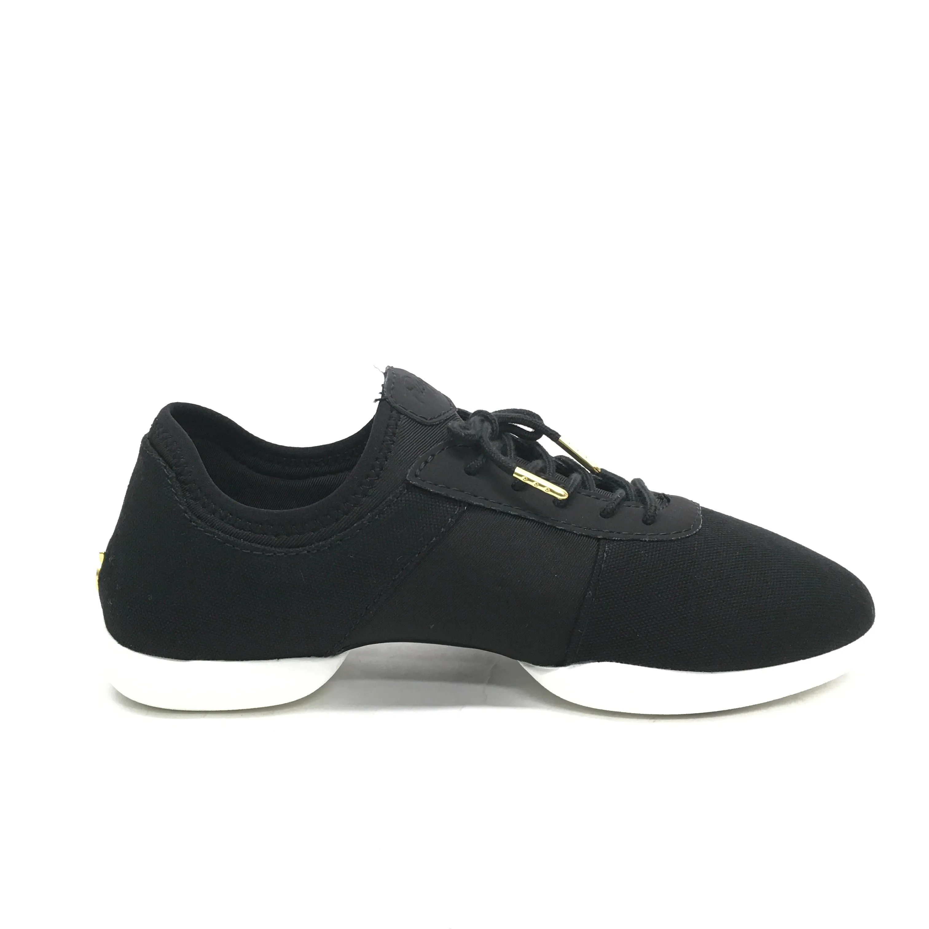 Fuego: Split Sole Dance Sneaker | Black on White | MED | Flat Split Rubber Sole | VEGAN