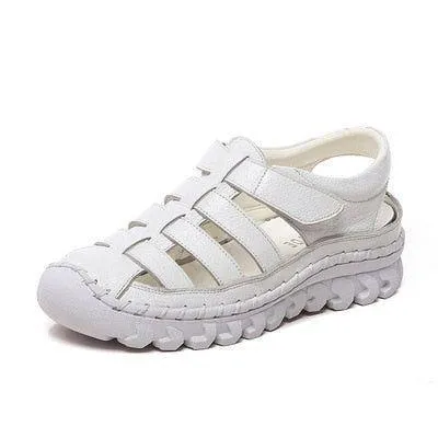 GT222 Women's Leather Covered Toe Soft Casual Shoes Sandals