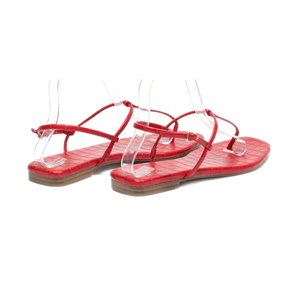 H&M Flat Sandals Leather Red Colour For Women