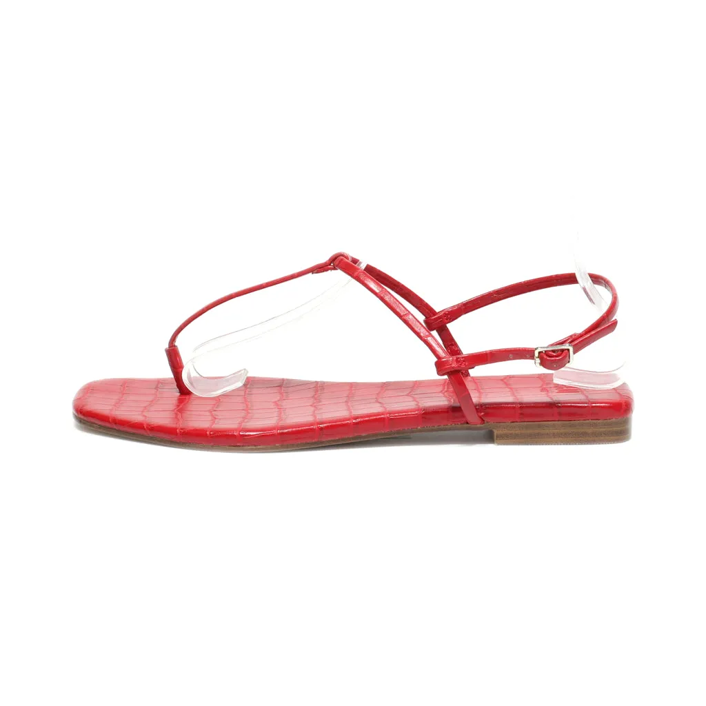 H&M Flat Sandals Leather Red Colour For Women