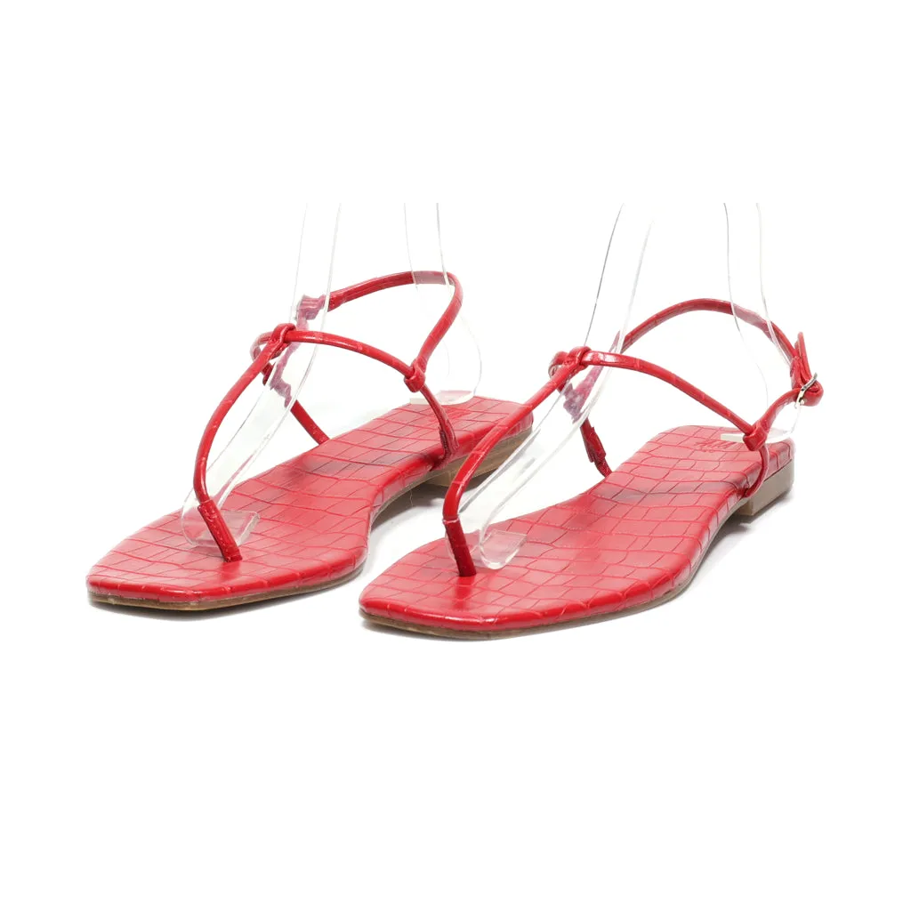 H&M Flat Sandals Leather Red Colour For Women