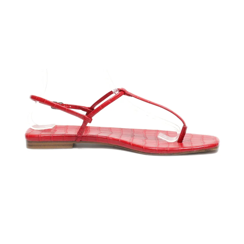 H&M Flat Sandals Leather Red Colour For Women