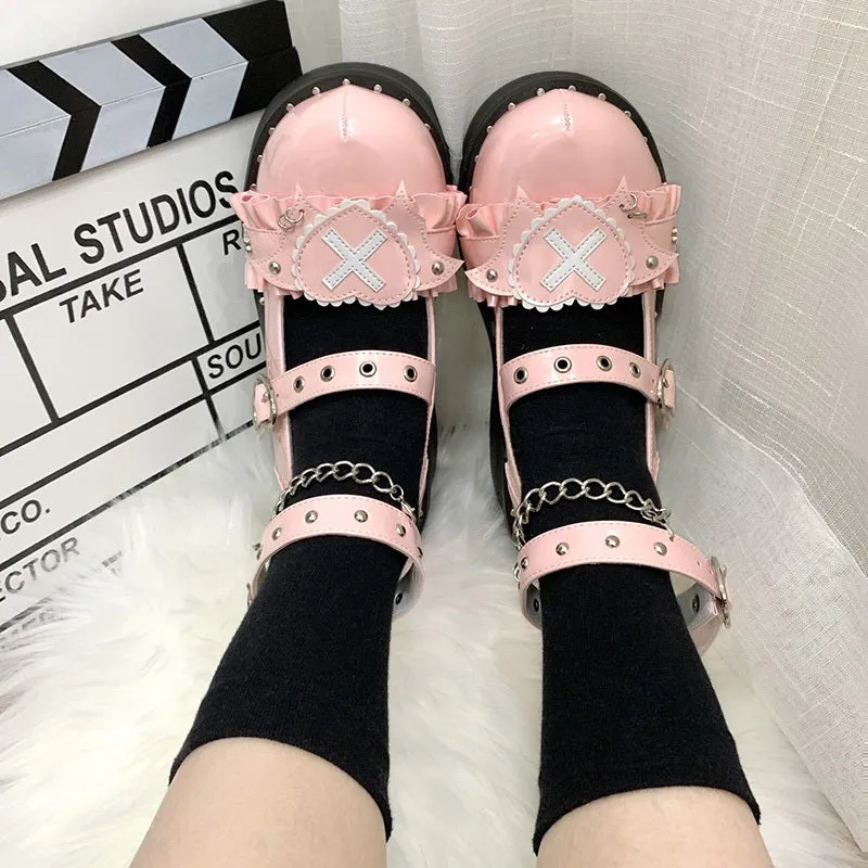 Harajuku Heart Strap Loli Platform Shoes SD01798