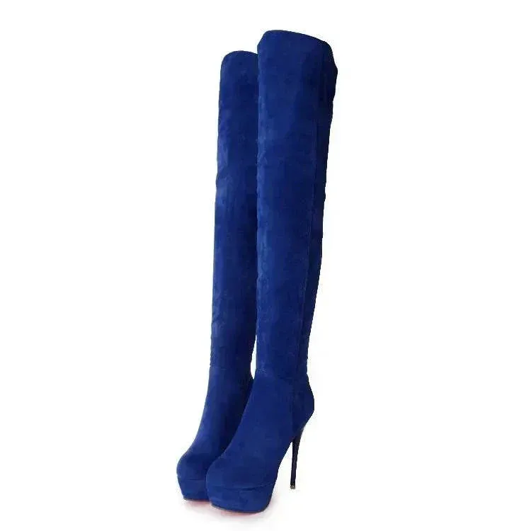 High Heel Boots: Women's Boots Fashion - Fine Heel Over-the-Knee boots