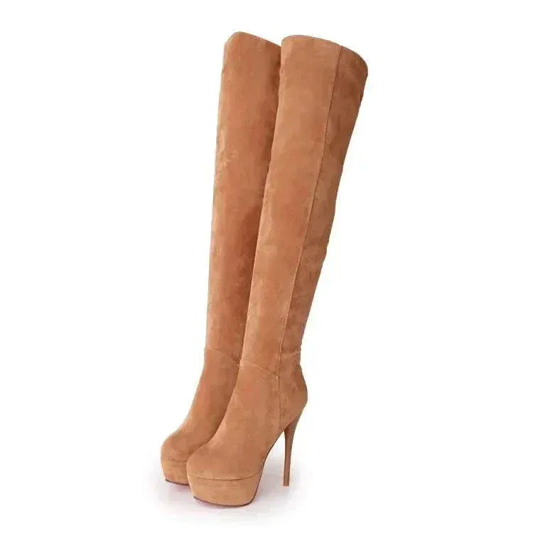 High Heel Boots: Women's Boots Fashion - Fine Heel Over-the-Knee boots