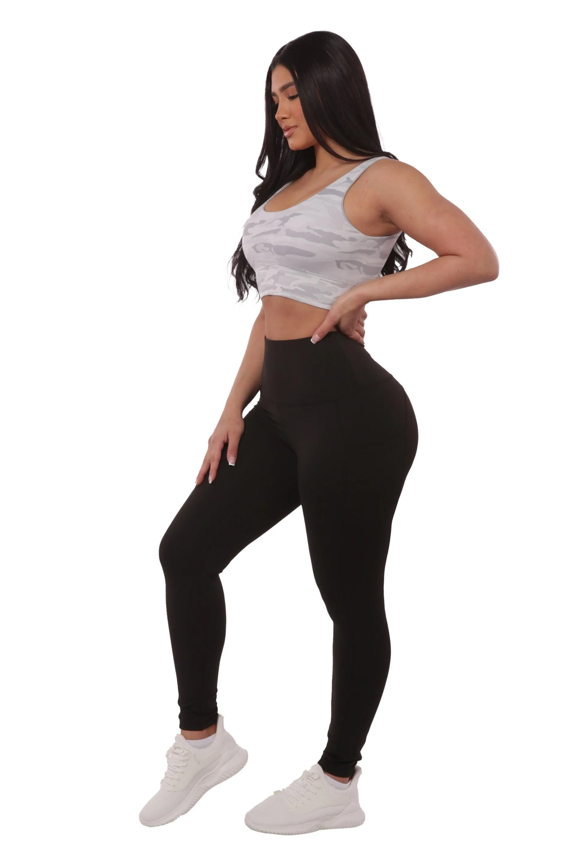 High Waist Tummy Control Sports Leggings - Black